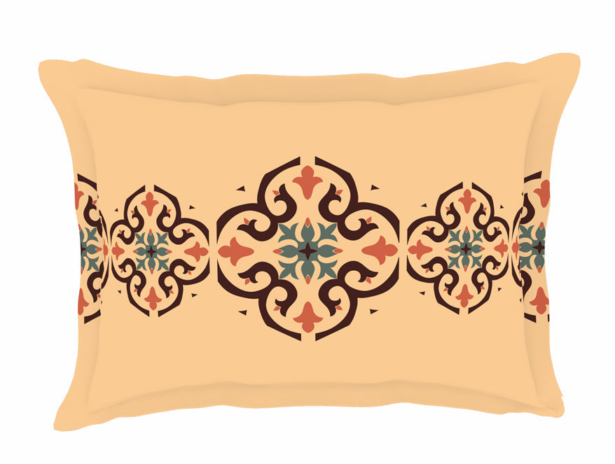 Spaces Geometric Creampuff - Light Orange 100% Cotton Double Bedsheet - Aurum