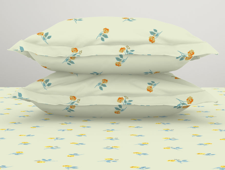 Spaces Essentials 100% Cotton Fitted Bedsheet - Ditsy Light Yellow