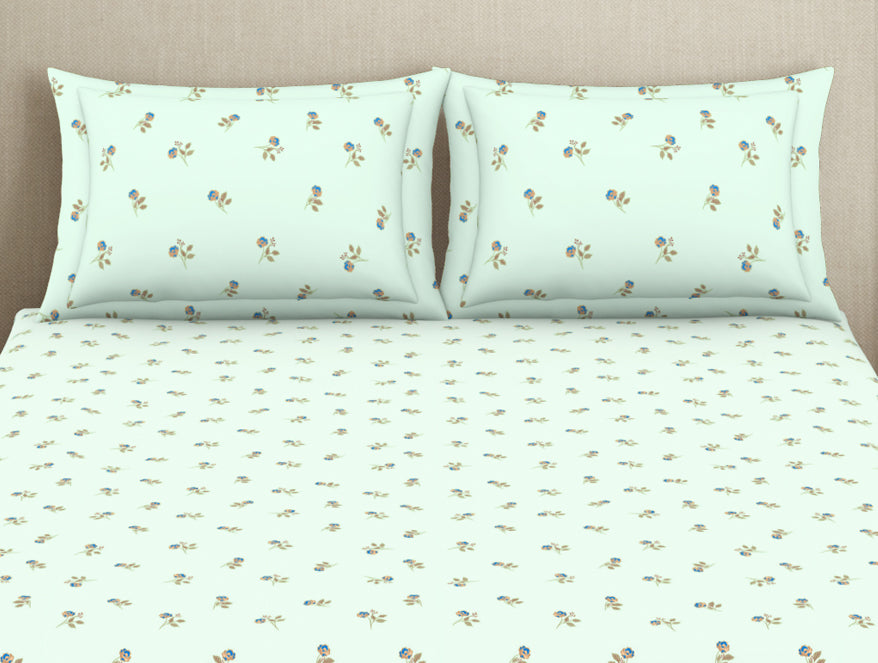 Essentials 100% Cotton Fitted Bedsheet - Ditsy Light Blue