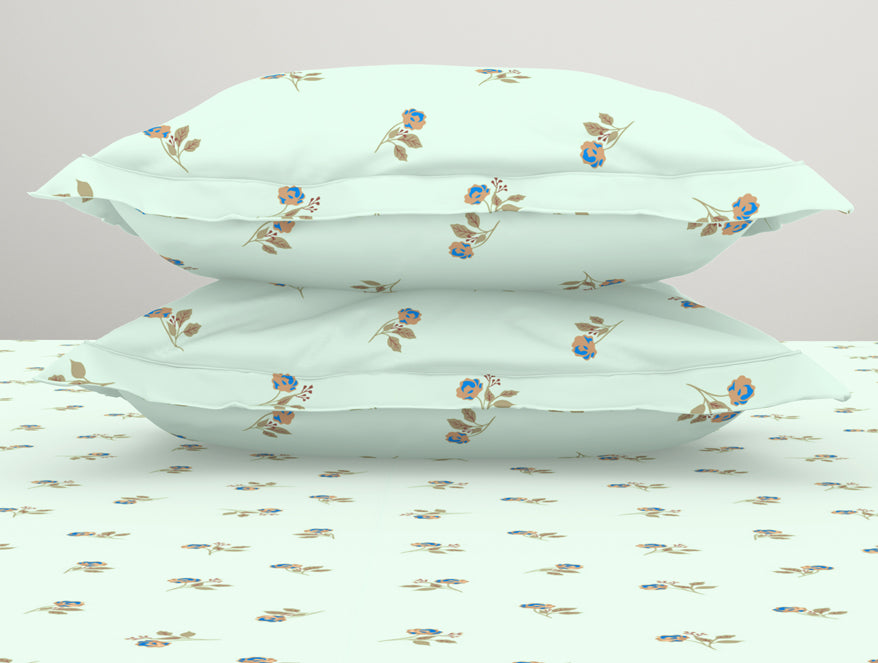 Essentials 100% Cotton Fitted Bedsheet - Ditsy Light Blue