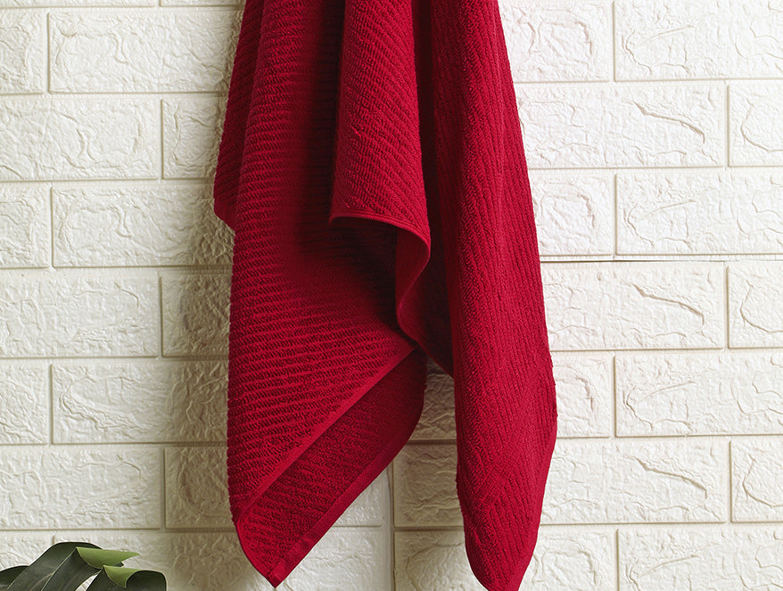 Spaces Stripe Dark Red 100% Cotton Bath Towel - Relish