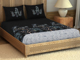 Spaces Gara Floral Dark Grey 100% Cotton King Size Bedsheet - Rangana