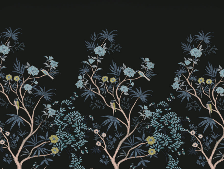 Spaces Gara Floral Dark Grey 100% Cotton King Size Bedsheet - Rangana