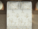 Spaces Gara Floral Light Blue 100% Cotton King Size Bedsheet - Rangana