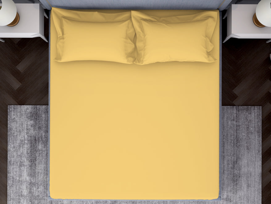 Spaces Solid Yellow 100% Cotton King Size Bedsheet - Essentials by Spaces