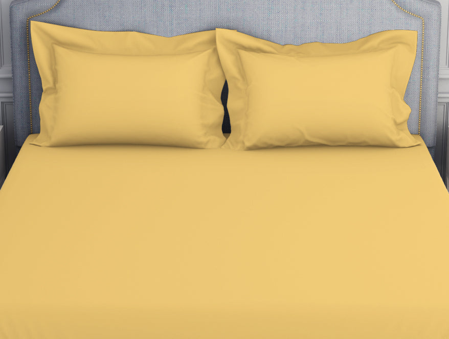 Spaces Solid Yellow 100% Cotton King Size Bedsheet - Essentials by Spaces