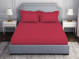 Spaces Solid Dark Red 100% Cotton Fitted Queen - Essentials by Spaces