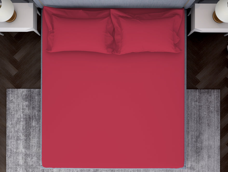 Spaces Solid Dark Red 100% Cotton Fitted Queen - Essentials by Spaces
