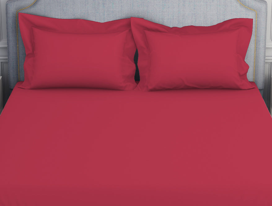 Spaces Solid Dark Red 100% Cotton Fitted Queen - Essentials by Spaces