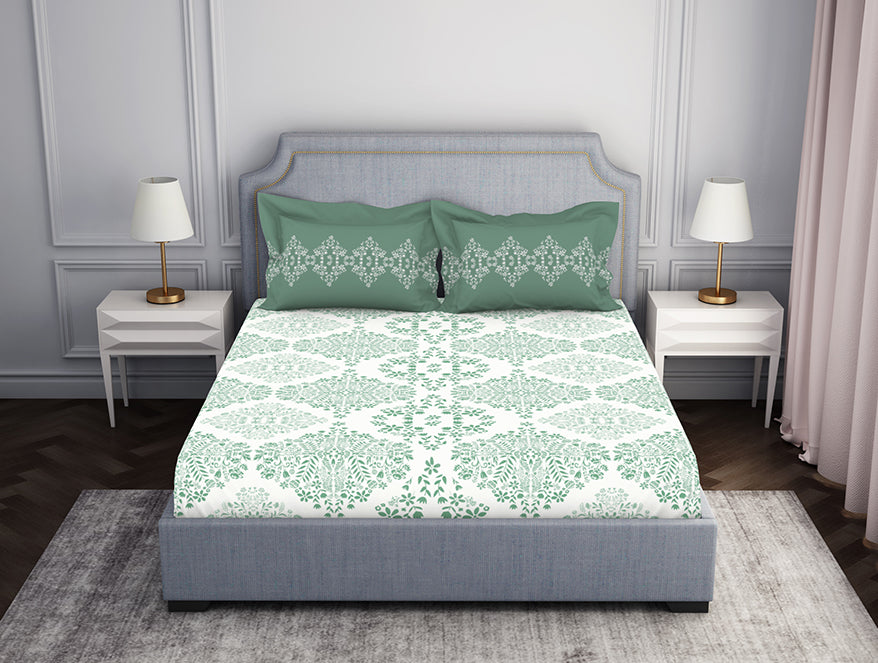 Spaces Aqua 100% Cotton Bedsheet - Atrium