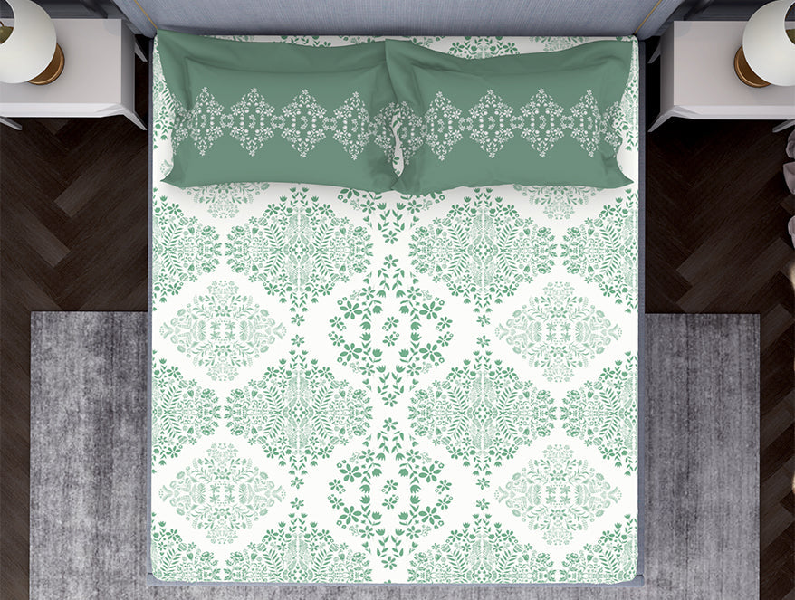 Spaces Aqua 100% Cotton Bedsheet - Atrium