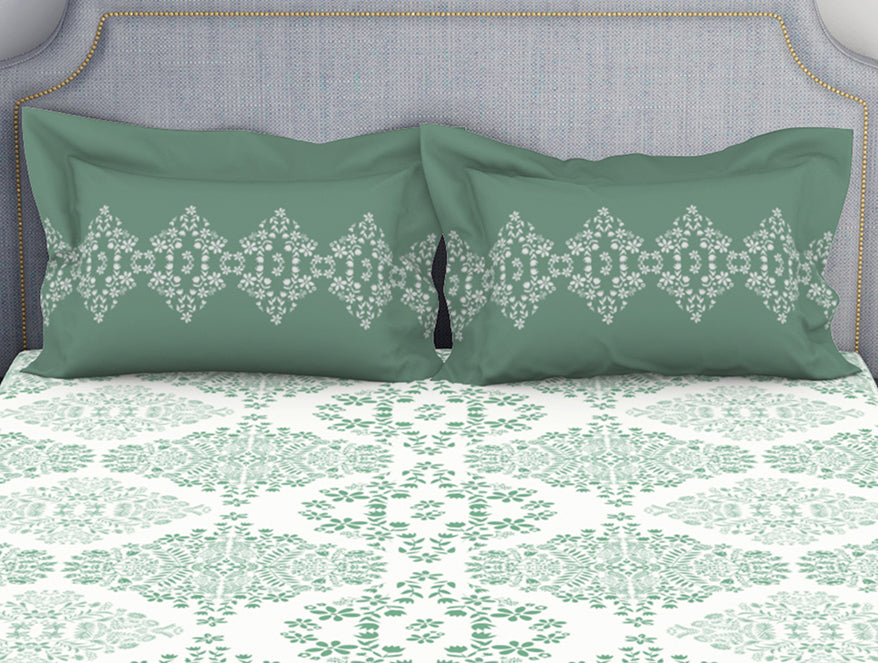 Spaces Aqua 100% Cotton Bedsheet - Atrium