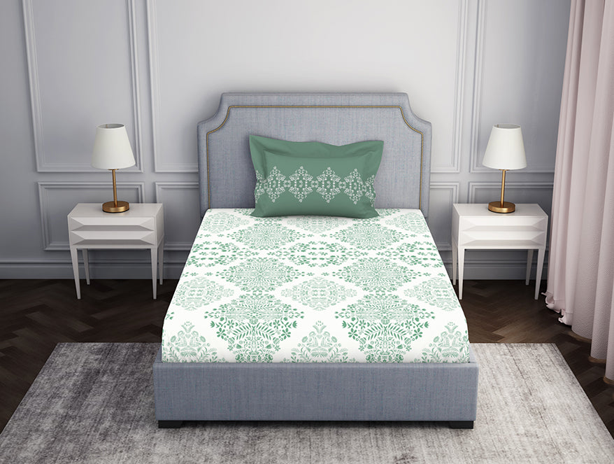 Spaces Aqua 100% Cotton Bedsheet - Atrium
