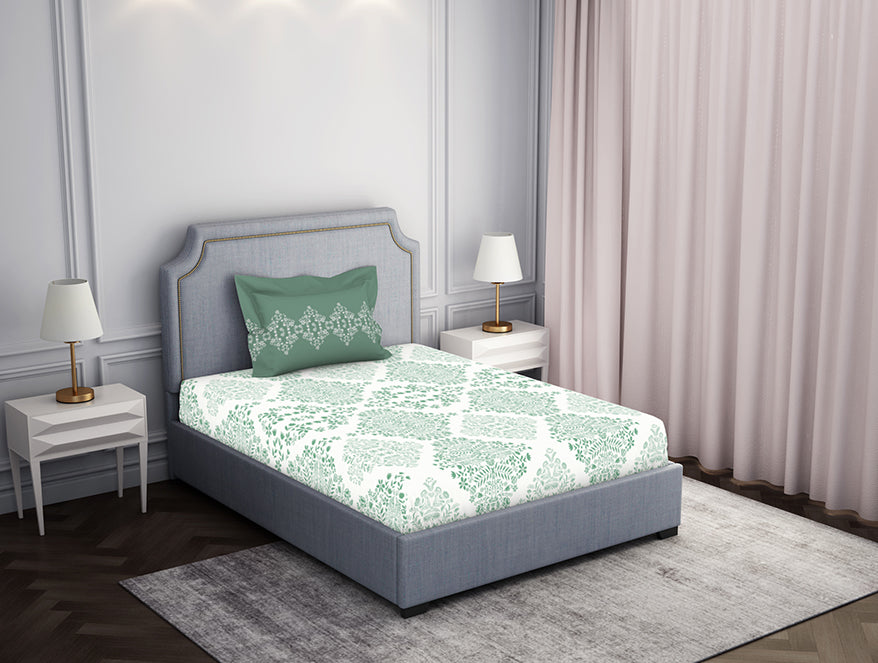 Spaces Aqua 100% Cotton Bedsheet - Atrium