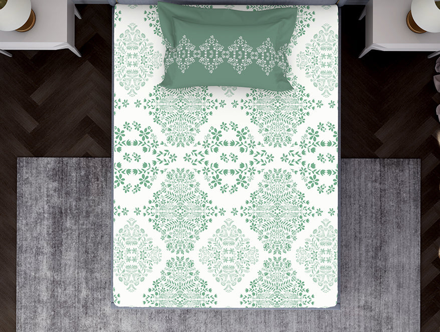 Spaces Aqua 100% Cotton Bedsheet - Atrium
