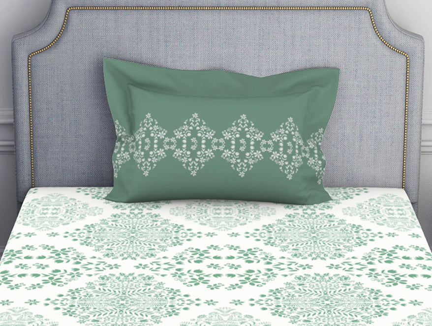 Spaces Aqua 100% Cotton Bedsheet - Atrium