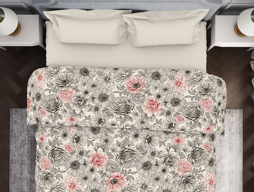 Spaces Luxurious Cream Floral Quilt from Atrium