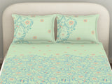 Spaces Essentials 100% Cotton Fitted King Bedsheet, 144 TC, Floral, Light Violet