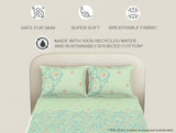 Spaces Essentials 100% Cotton Fitted King Bedsheet, 144 TC, Floral, Light Violet
