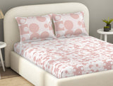 Spaces Essentials 100% Cotton Fitted King Bedsheet, 144 TC, Geometric, Blush
