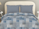 Spaces Essentials Geometric Blue 100% Cotton Double Duvet Cover, 144 TC