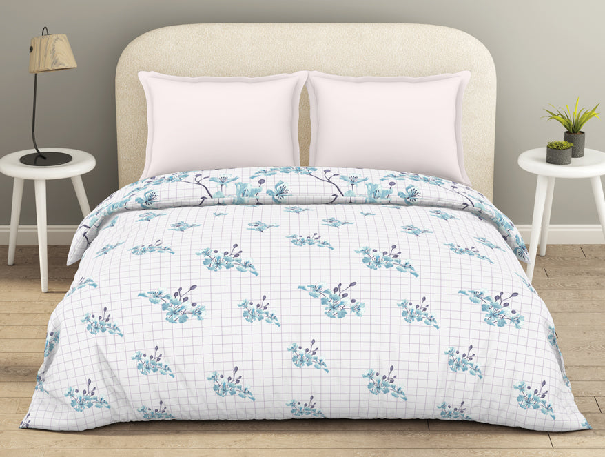 Spaces Essential Light Aqua Floral Cotton Duvet Cover