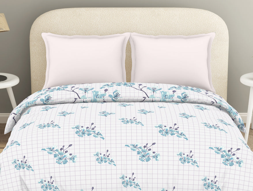 Spaces Essential Light Aqua Floral Cotton Duvet Cover