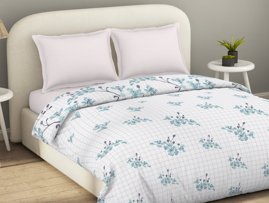 Spaces Essential Light Aqua Floral Cotton Duvet Cover