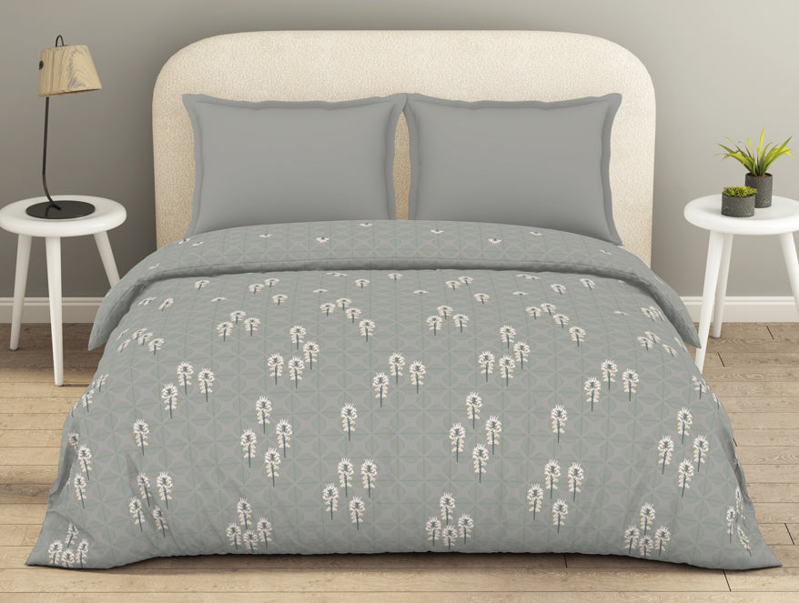 Spaces Refined Light Grey Floral Duvet Cover
