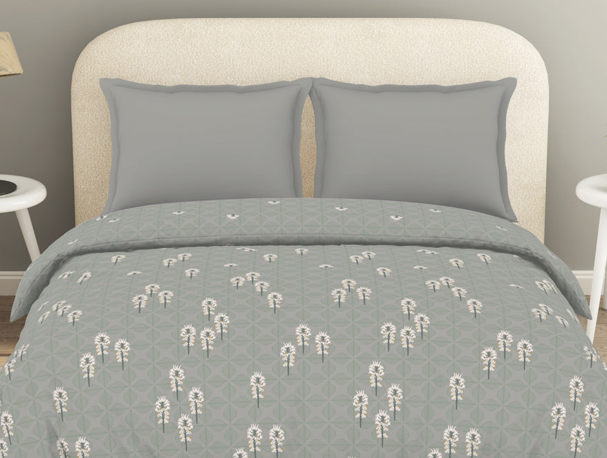 Spaces Refined Light Grey Floral Duvet Cover