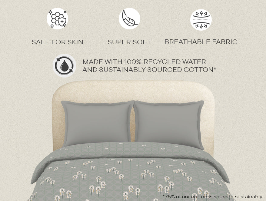 Spaces Refined Light Grey Floral Duvet Cover