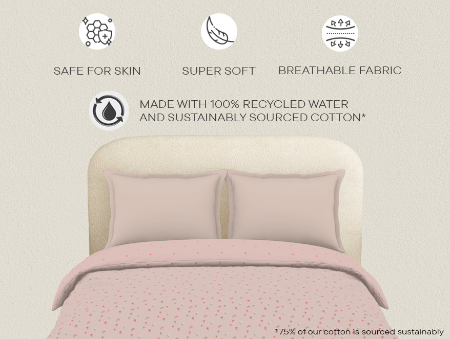 Spaces Essential 144 TC Pink Floral Duvet Cover