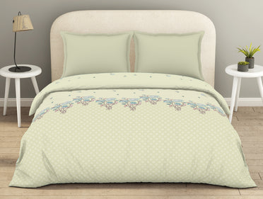 Spaces Essential 144 TC Light Green Floral Duvet Cover