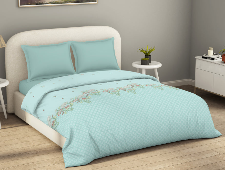 Spaces 100% Cotton Floral Duvet Cover, Light Blue