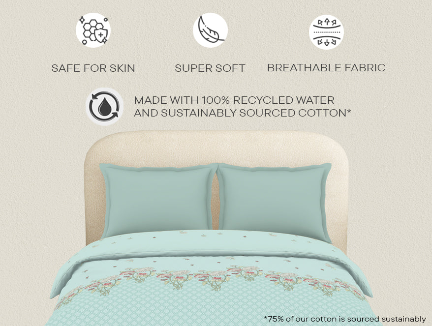 Spaces 100% Cotton Floral Duvet Cover, Light Blue