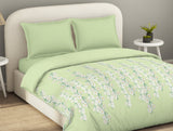 Spaces Essential 144 TC Light Green Floral Duvet Cover