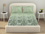 Spaces Essentials 100% Cotton Fitted King Bedsheet, 144 TC, Geometric, Light Aqua
