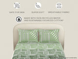 Spaces Essentials 100% Cotton Fitted King Bedsheet, 144 TC, Geometric, Light Aqua