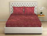 Spaces Essentials Premium Cotton Viscose Large Bedsheet, 138 TC, Floral, Red