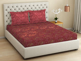 Spaces Essentials Premium Cotton Viscose Large Bedsheet, 138 TC, Floral, Red