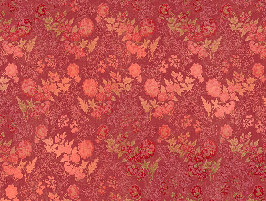 Spaces Essentials Premium Cotton Viscose Large Bedsheet, 138 TC, Floral, Red