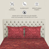 Spaces Essentials Premium Cotton Viscose Large Bedsheet, 138 TC, Floral, Red