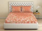 Spaces Essentials Premium Cotton Viscose Large Bedsheet, 138 TC, Floral, Orange