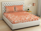 Spaces Essentials Premium Cotton Viscose Large Bedsheet, 138 TC, Floral, Orange