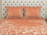 Spaces Essentials Premium Cotton Viscose Large Bedsheet, 138 TC, Floral, Orange