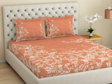 Spaces Essentials Premium Cotton Viscose Large Bedsheet, 138 TC, Floral, Orange
