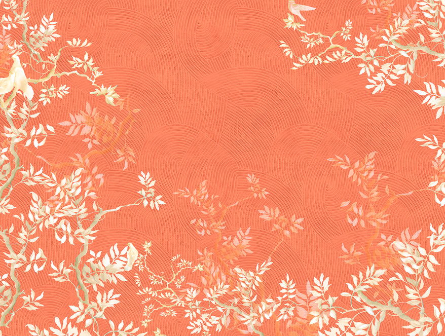 Spaces Essentials Premium Cotton Viscose Large Bedsheet, 138 TC, Floral, Orange