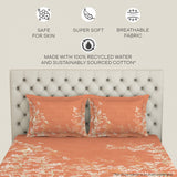 Spaces Essentials Premium Cotton Viscose Large Bedsheet, 138 TC, Floral, Orange