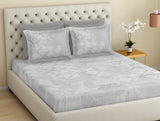 Spaces Essentials Premium 100 % Cotton Large Bedsheet, 180 TC, Geometric, Grey
