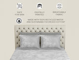 Spaces Essentials Premium 100 % Cotton Large Bedsheet, 180 TC, Geometric, Grey